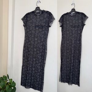 Dressed in LALA Black Sheer Zodiac Midi dress small